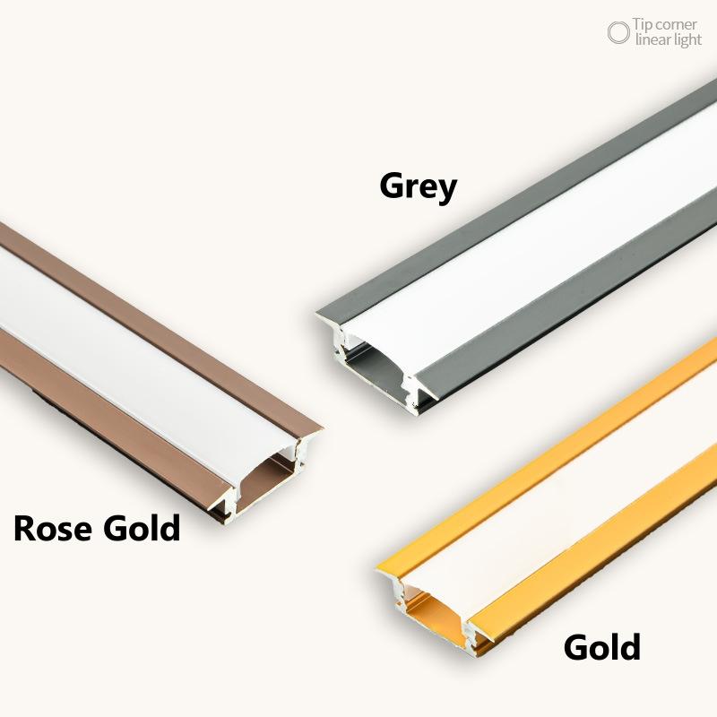 0.5/1m Rose Gold U/W Style LED Aluminum Profile Milky Cover Bar Lamp Cabinet Closet Background Corridor Decor Linear Strip Light