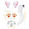 Fox Ears Tail Gloves Collar Set Animal Cosplay for Carnival