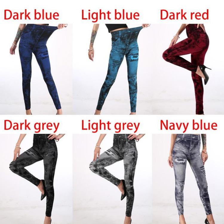 High Waist Sexy Push Up Leggings Faux Jeans Fitness Pants Elastic Slim Sport Leggings For Women
