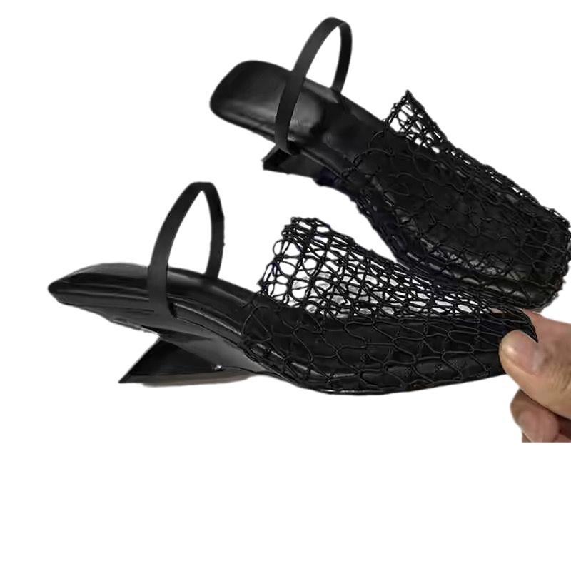 Fashion Women Slippers Fish Mesh Hollow Ballet Slippers Women Summer 2025 New Fashionable Heels Sandals Slides Women Zapatos De Mujer