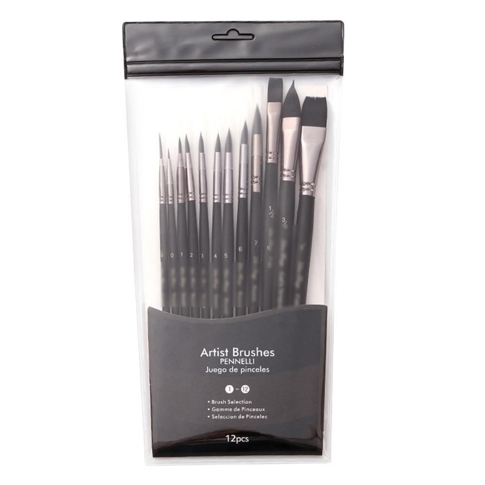 Soft Synthetic Fine Hair Professional Paint Brushes Flat Round Paint Brushes Face Painting