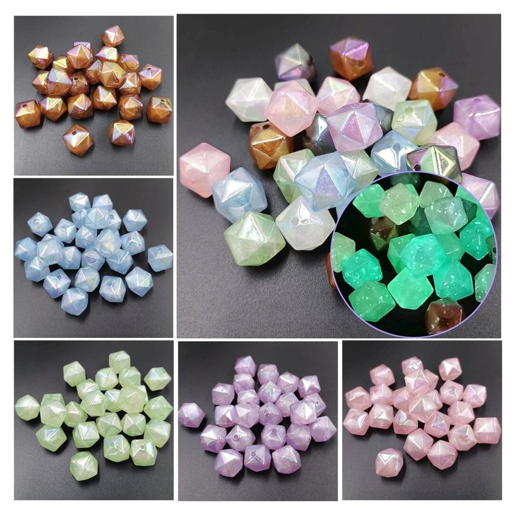 High quality Multi-section Fashion 10pcs Jewelry DIY Necklace Earring Making Cube Beads Fine Shimmer Beaded Material Acrylic Luminous