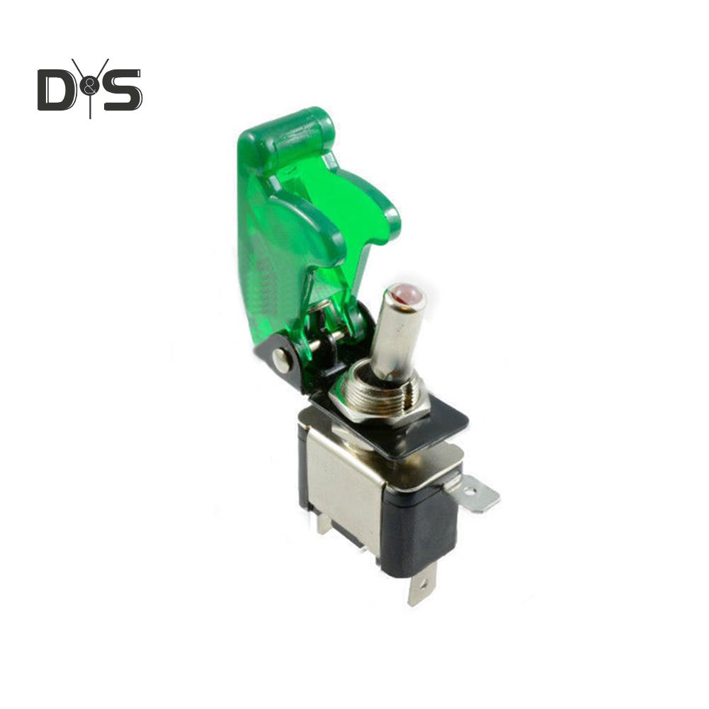 Car Accessories Car Dash Toggle SPST ON-OFF Illuminated LED Flip Up Cover Flick Switch