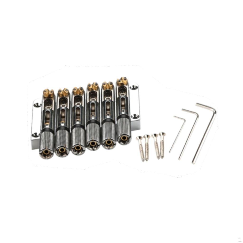 6 Strings Saddle Headless Guitar Bridge with Screws Wrench for Accessories