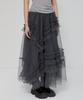 Peulleeoeob Tulle Layered Long Skirts (Fl-266_Charcoal)