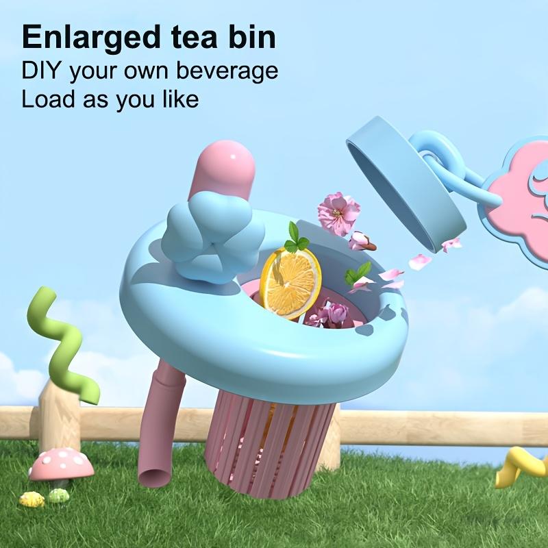 Cute Tritan Straw Cup with Whimsical Floral Design,Large Capacity, Slip-Resistant, Reusable Summer Drinkware for Office or Home, Hand Wash Only