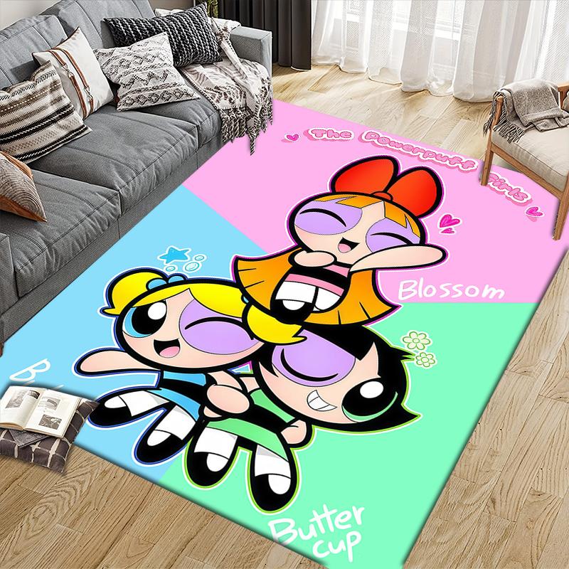 Powerpuff Girls Art Area Rug, Powerpuff Girls Fan Living Room Carpet, Perfect Gift.chl