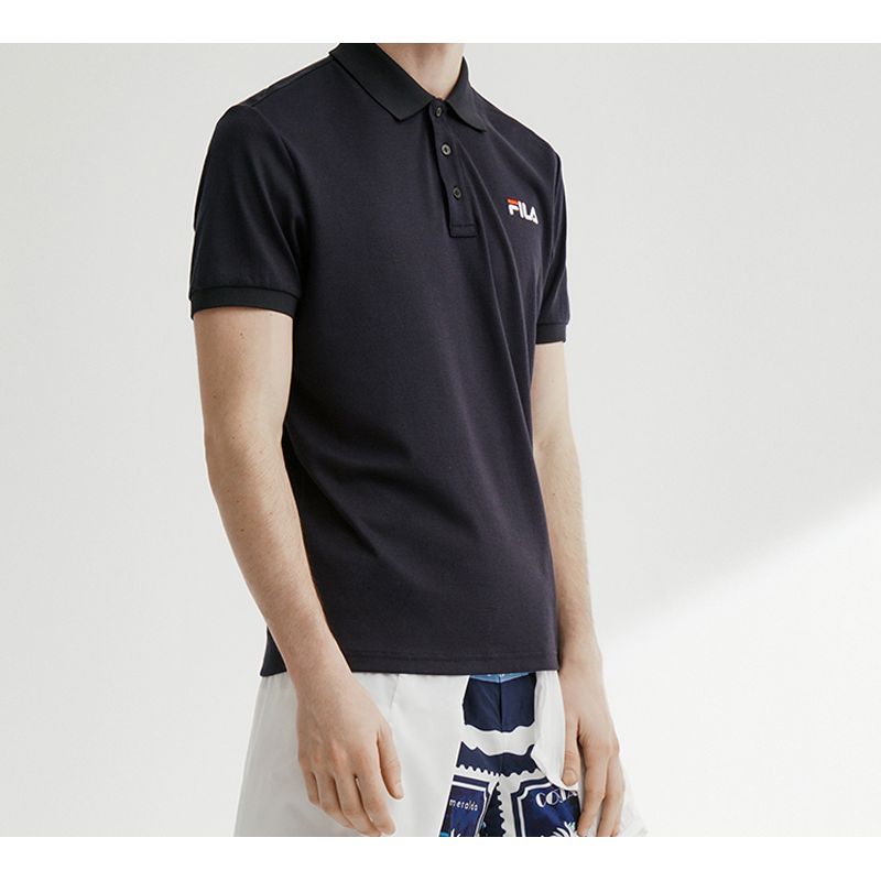 Fila Logo Bee Embroidery Short Sleeve Polo Shirt Men Tops Heritage-Blue F11M028126F-NV