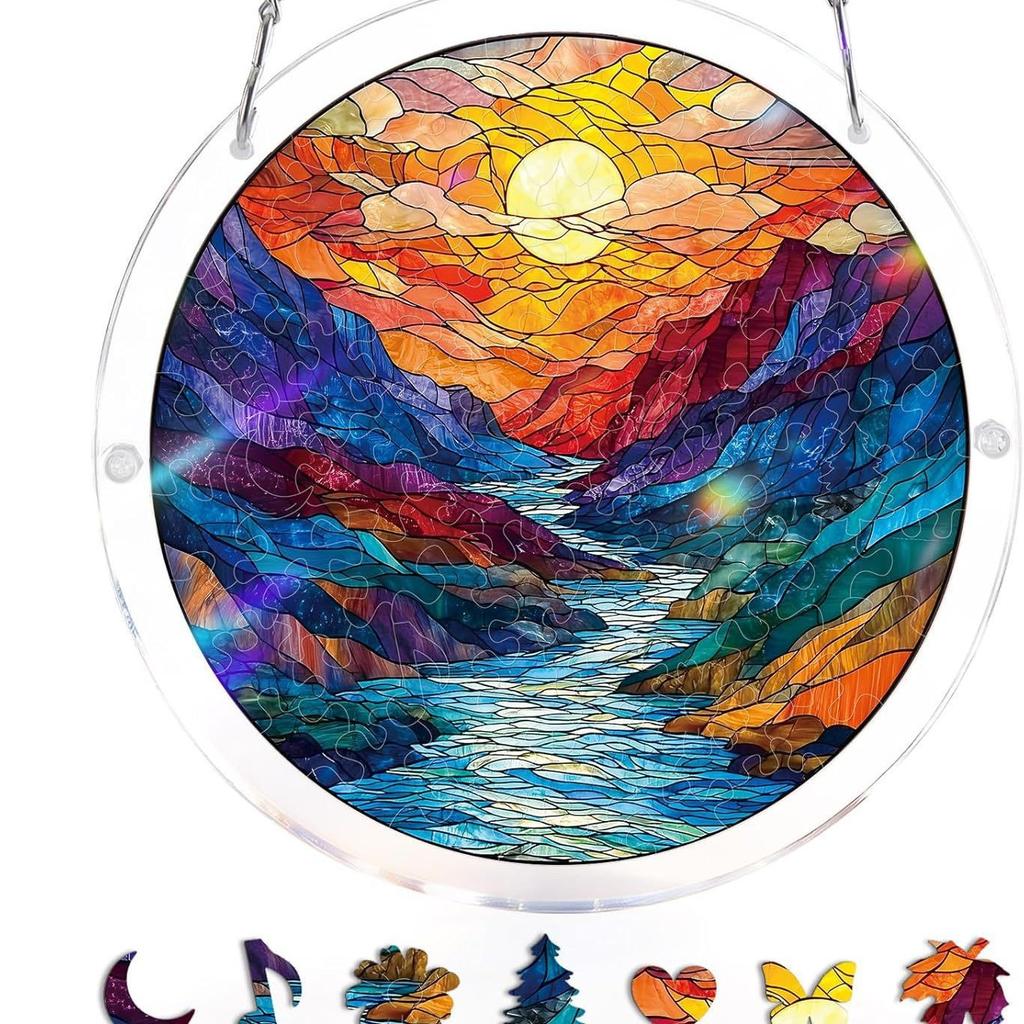 Acrylic Jigsaw Puzzle Suncatcher 83 Pieces-Emerald Flame Hummingbird, DIY Acrylic Puzzle Sun Catcher, Window&Garden Decor, Unique Gifts for Mom