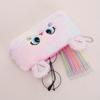 Kawaii Cartoon Cute Cat Plush Pouch Pencil Case Zipper Fluffy Large Capacity Pen Bag School Stationery Storage Bag