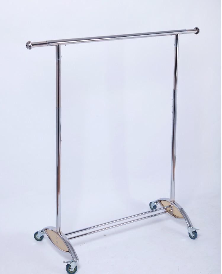 Wooden Display Rack with Telescopic Foldable Metal Bar One Piece