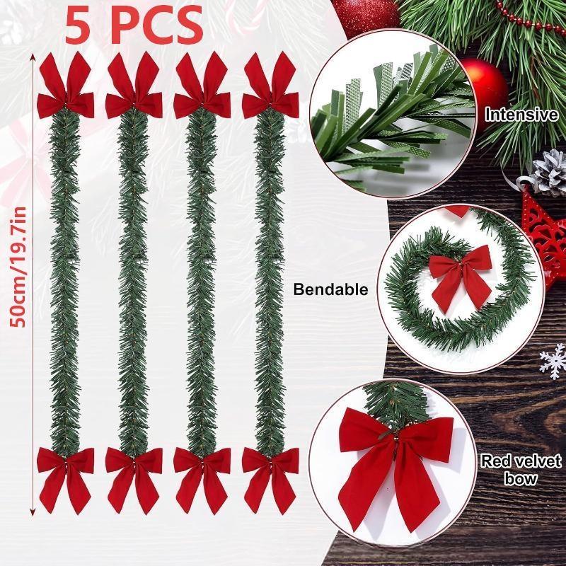 5/10Pcs Reusable Plastic Christmas Garland Ties With Bells - Twistable Bell Decorations Suitable For Banister, Stairs, Railing