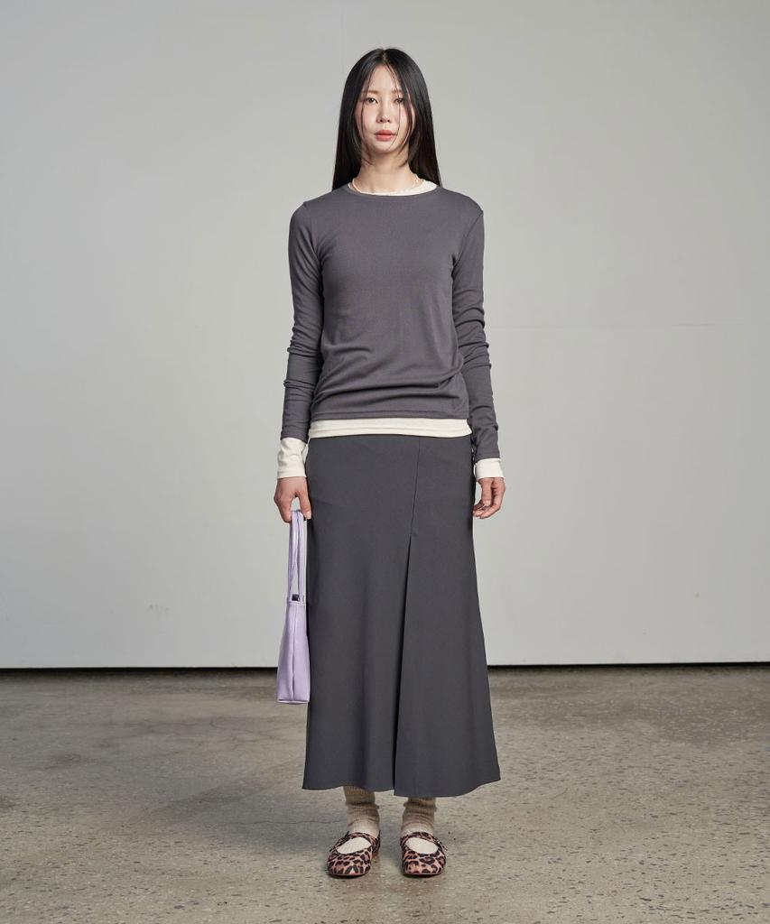 320SHOWROOM H-Line Slit Long Skirt Charcoal