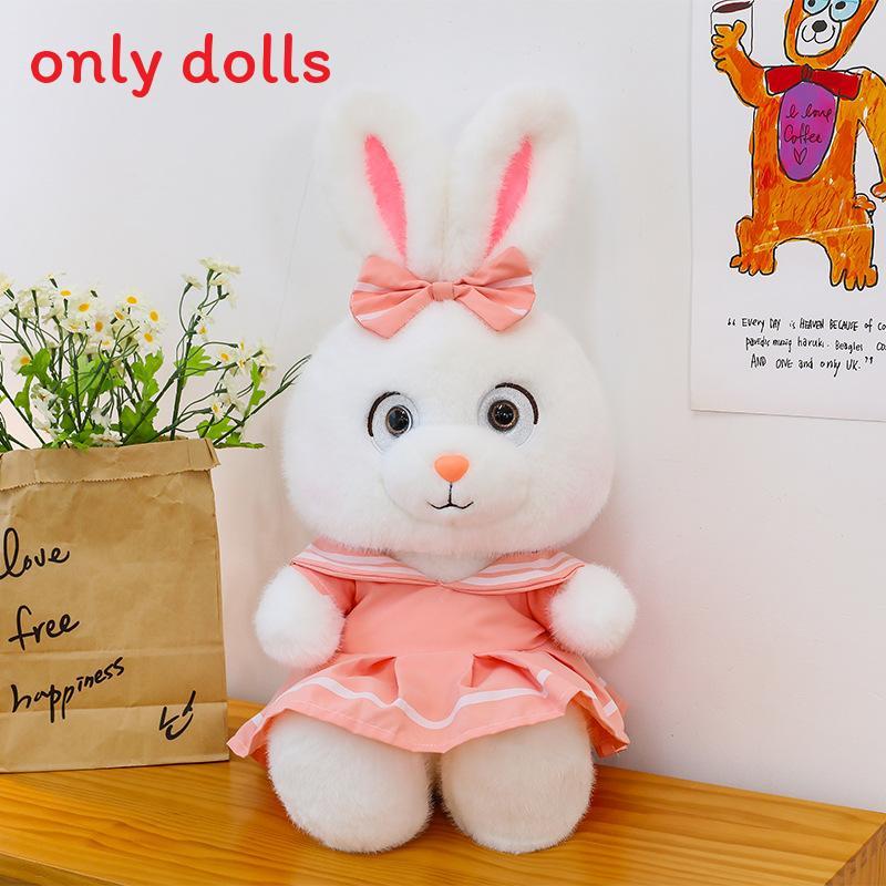 

Plush Rabbit Toy With Dress And Bow Decoration For Girls Gift And Comfort 40cm рожевий