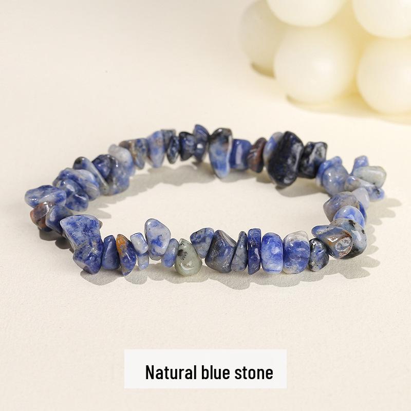 7-farbiges natürliches Kristallachat elastisches Armband mit Splittersteinen, unregelmäßiges Design, europäischer & amerikanischer Stil Hand Schmuck.