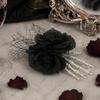 Festival Party Wrist Accessory Gothic Flower Corsage for Halloween Party, Black Wedding Corsage, Romantic Costume Decoration Floral Day of The