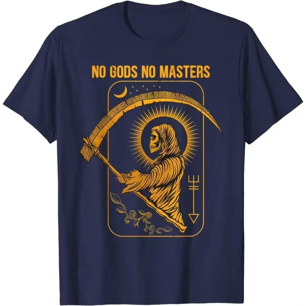 No Gods No Masters Satanic Evil  Tarot Death Satan T-Shirt
