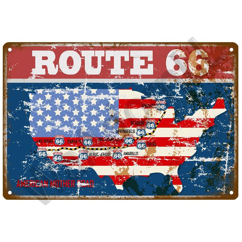 Route 66 Metal Sign House Plaque Metal Poster Tin Sign Plate Wall Posters Vintage Retro Aesthetic Room Decor Wall Art Decoration