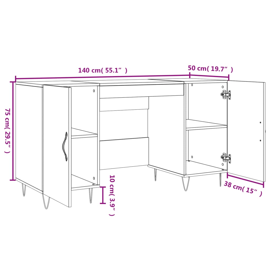 Schreibtisch Grau Sonoma 140x50x75 cm Spanplatte