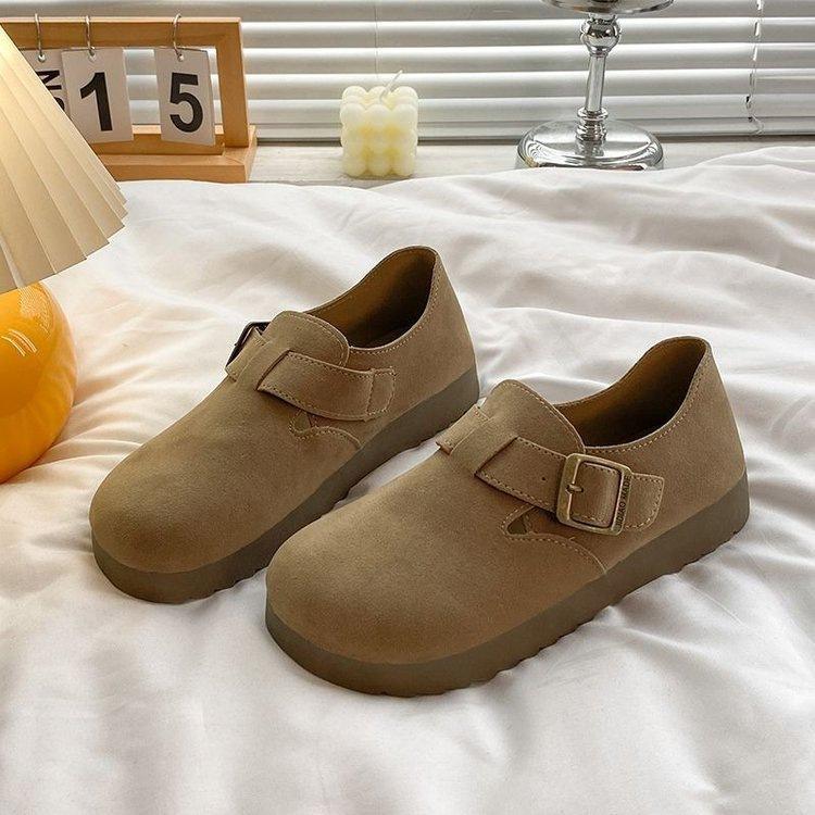 Spring casual commuting shallow mouth single shoes New year flat non-slip retro style soft Birkenstocks