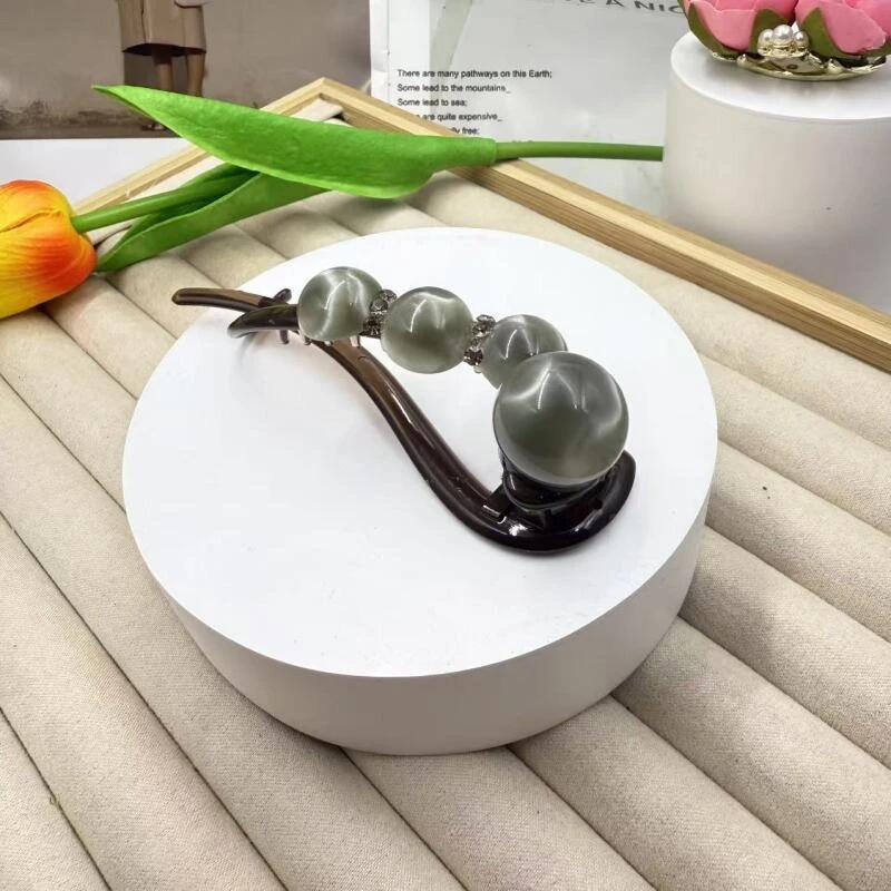 Retro S-förmige Pferdeschwanz-Twist-Haarspangen, modische Perlen-Haarspangen mit Haifisch-Clip, Haarnadeln, Haarspangen, Haarspangen, Haarschmuck für Frauen, Kopfbedeckungen