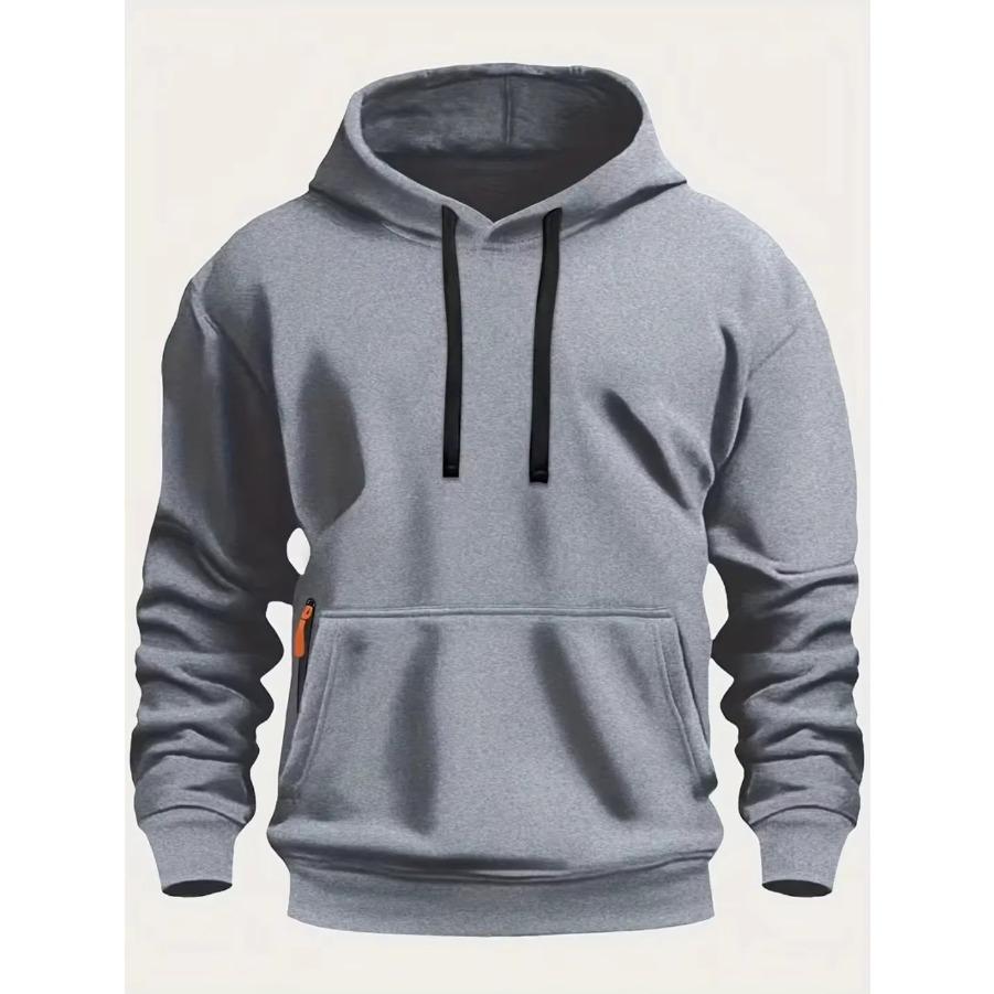 Fall/Winter New Arrival Men's Fleece Hoodie High Quality Solid Color Hooded Sweatshirt Male Fashionable Street Style Sweatshirt
