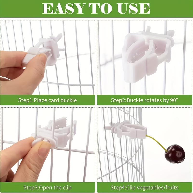 4Pcs Bird Cage Food Clip Vegetable Holder, Heavy-Duty Grip Handle Seed Dispenser for Small Budgies