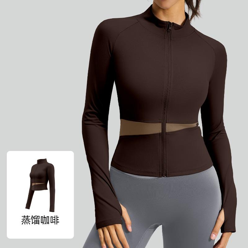 Women S Color Block Yoga Jacket Slim Fit Long Sleeve Workout Top