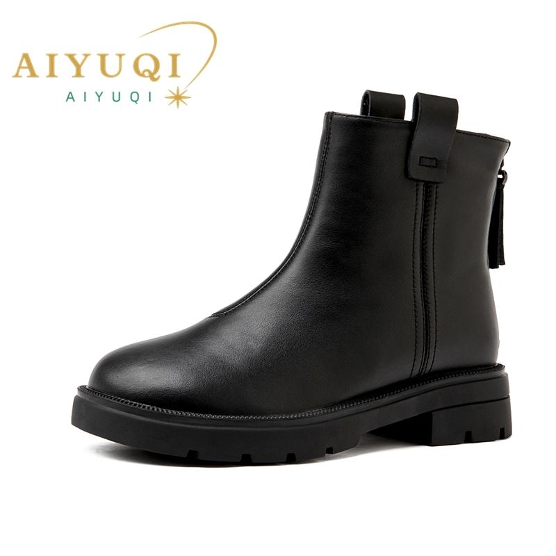 Fashion AIYUQI Ankle Boots Women 2024 New Anti-slip Genuine Leather Women Short Boots  Fashion British Style Winter Chelsea Boots Women