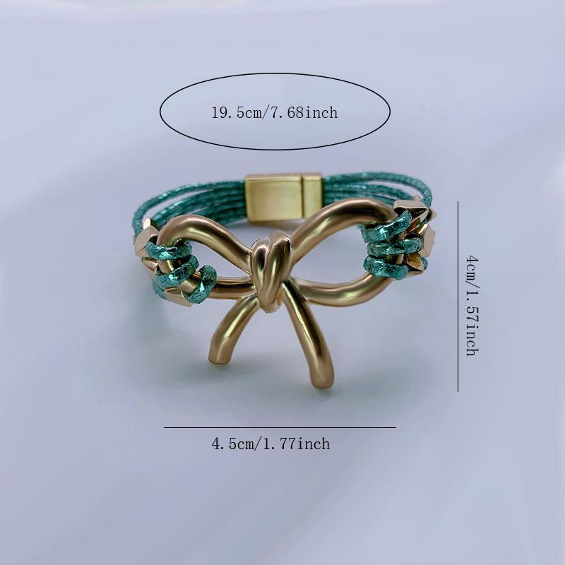 Modna europejska i amerykańska skórzana bransoletka z magnetycznym zapięciem w kształcie kokardy - Modna biżuteria damska na Boże Narodzenie