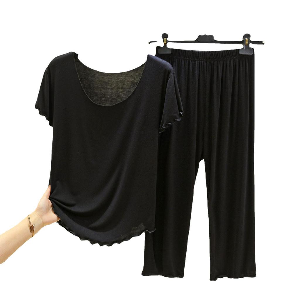 Modal-Pyjama-Set für Damen: Sommerliches Kurzarm-Top und kurze Hose, lockere Passform, große Größen, geeignet für den Außenbereich