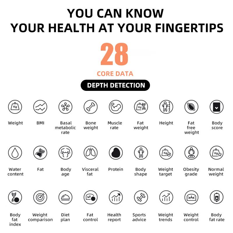 Cântar de baie inteligent Cântar digital fără fir Balanță de apă pentru grăsimi corporale Analizor de compoziție Bmi Conectare Smartphone Bluetooth