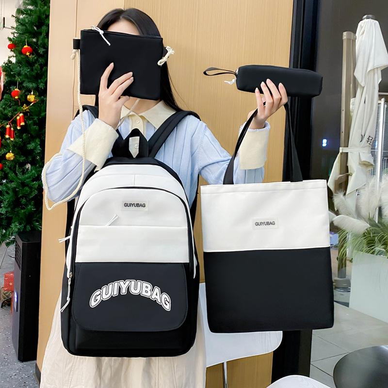 Czteroczęściowy Zestaw Plecaków Torba Szkolna dla Ucznia Dziewczęca Plecak o Dużej Pojemności Lekki