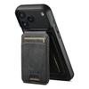 SUTENI M5 For iPhone 17 Pro Max Magnetic Case with Card Bag Cowhide Texture Leather Phone Back Cover