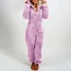 Women's Plush Romper Autumn Winter Flannel Pajamas Long-Sleeve Zipper High Neck Hat Keep Warm Girl’s Clothes Sleepwear Homewear