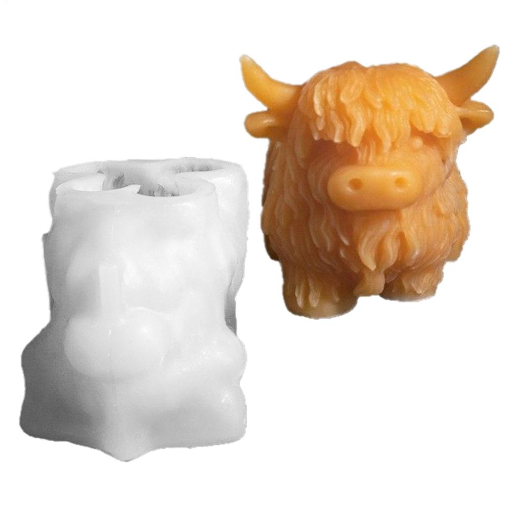 Silikon Tierformen 3D Silikonformen Hochlandkuh Design Form für Wachs Kuchen Eis Lebensmittel Gummibärchen Handwerk Backen Kerze Süßigkeiten Snack