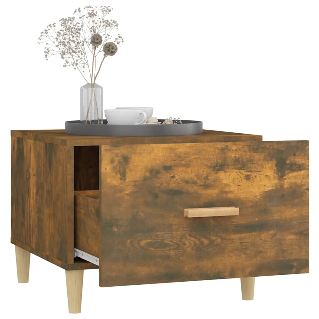 Coffee Table Smoked Oak 50x50x40 cm Wood Based Material