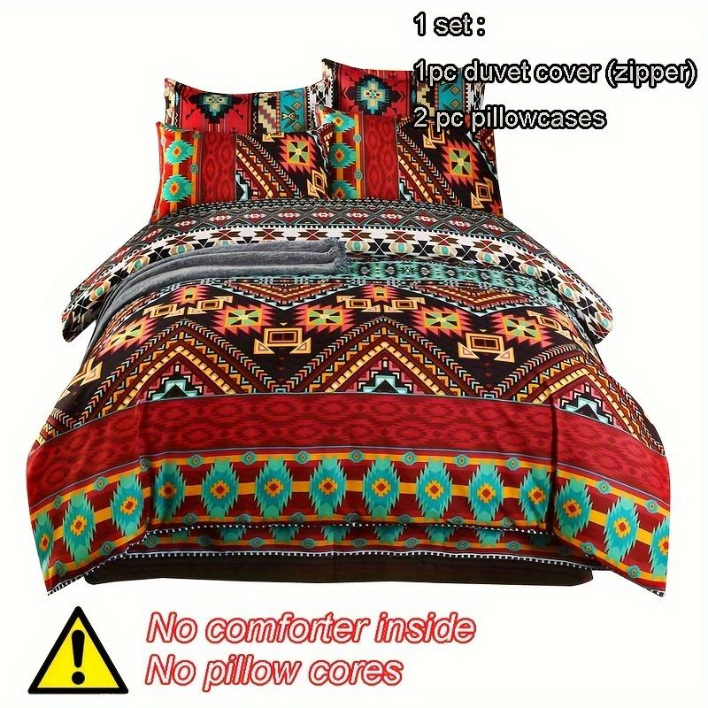 3Pcs Bohemian Style Duvet Cover Set,Soft Comfortable Breathable Bedding With Pillowcases For Bedroom Guest Room Decor