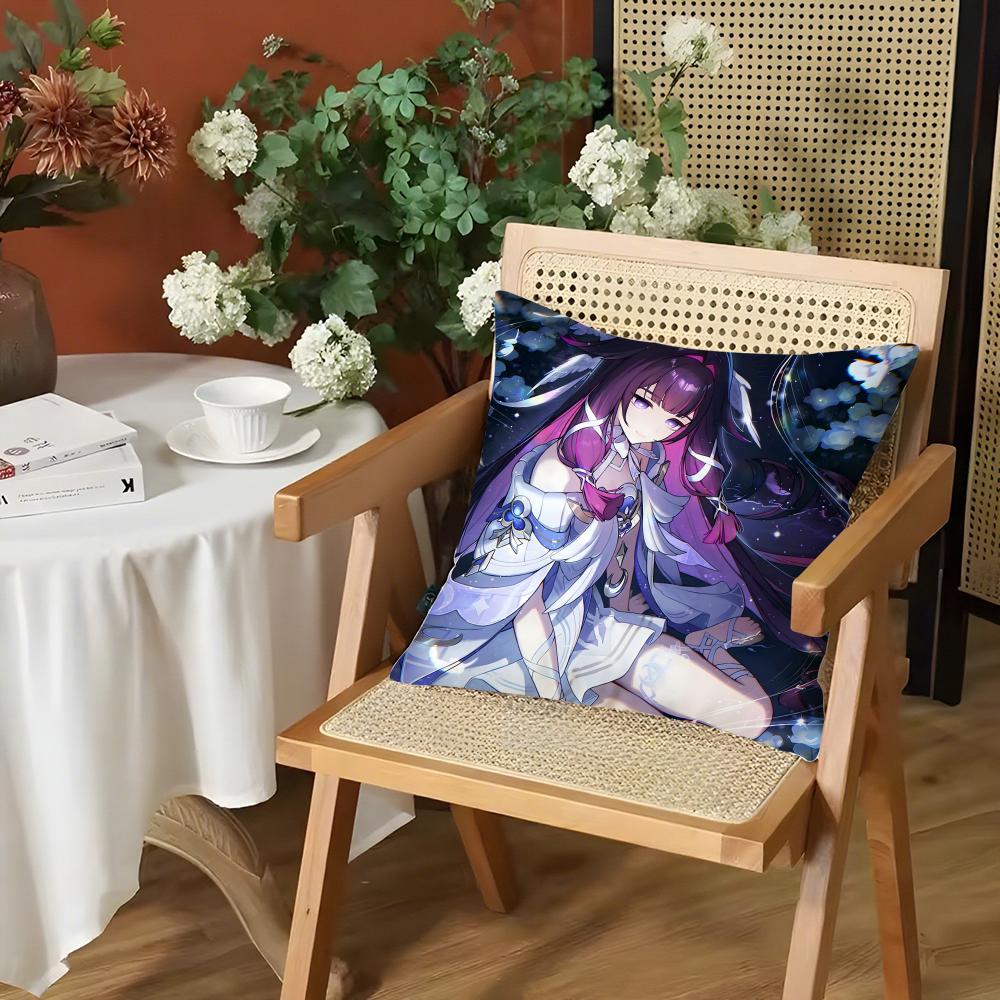 Game Genshin Impact Columbina Cushion Cover Silky Short Plush Invisible Zipper Dustproof Sofa Pillow Case for Home Decor
