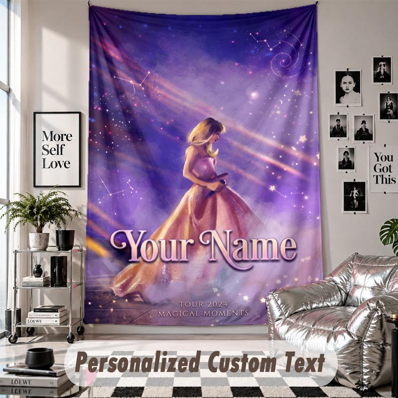 Wall Hanging Tapestry With Custom Name & Text, Taylor Swift Decorative Tapestry For Bedroom