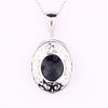 925 Sterling Silver Dyed Sapphire Oval Pendant 11x9mm Rhodium Plated Handmade Fine Jewelry Gift for Her