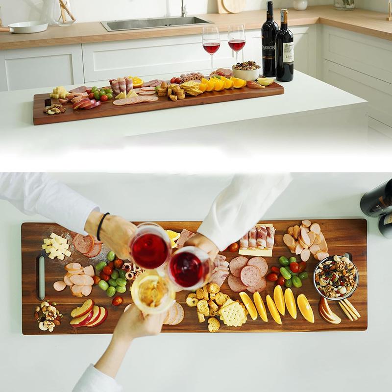Large Wooden Snack Tray & Cutting Board with Handle
