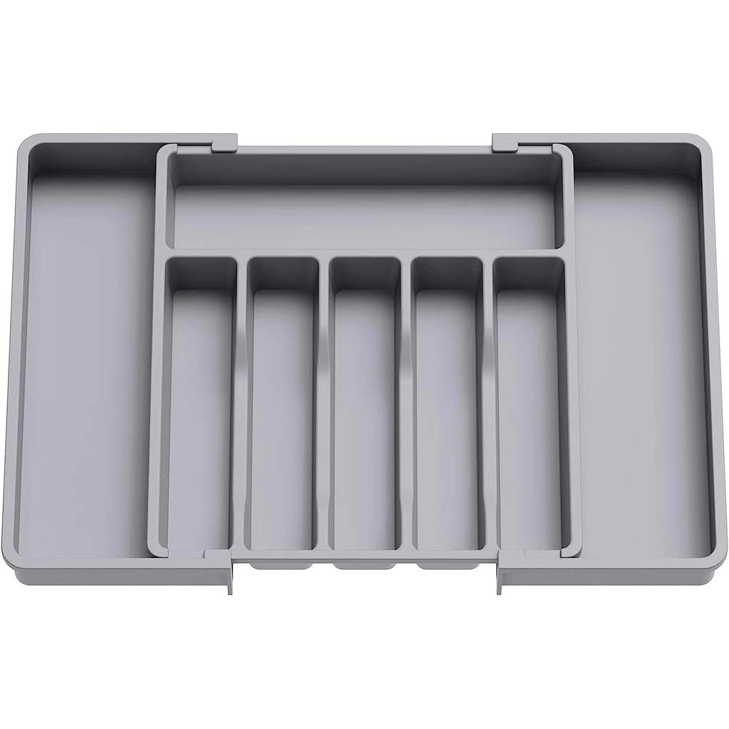1pc Drawer Organizer Adjustable Flatware and Cutlery Holder Black Expandable Utensil Tray Storage Box Kitchen