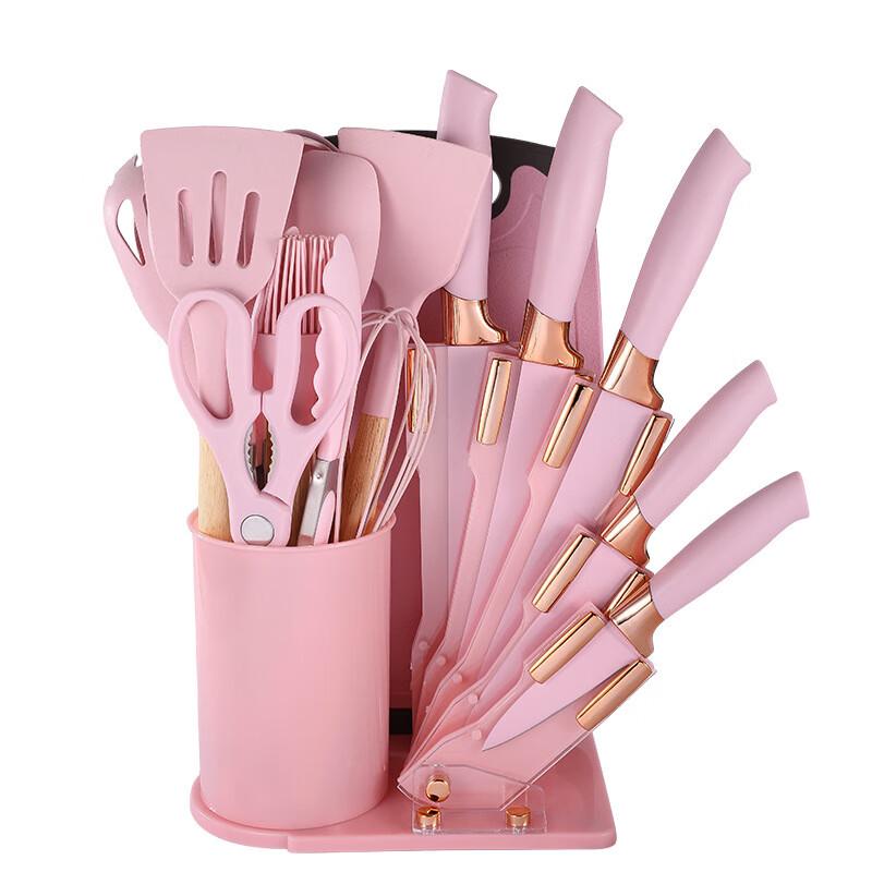 

19-Piece Silicone Kitchen Utensil & Knife Set with Acrylic Stand