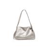 Silver oil wax soft leather bag women's 2026 new plaid shoulder bag large capacity commuter chain messenger tote bag