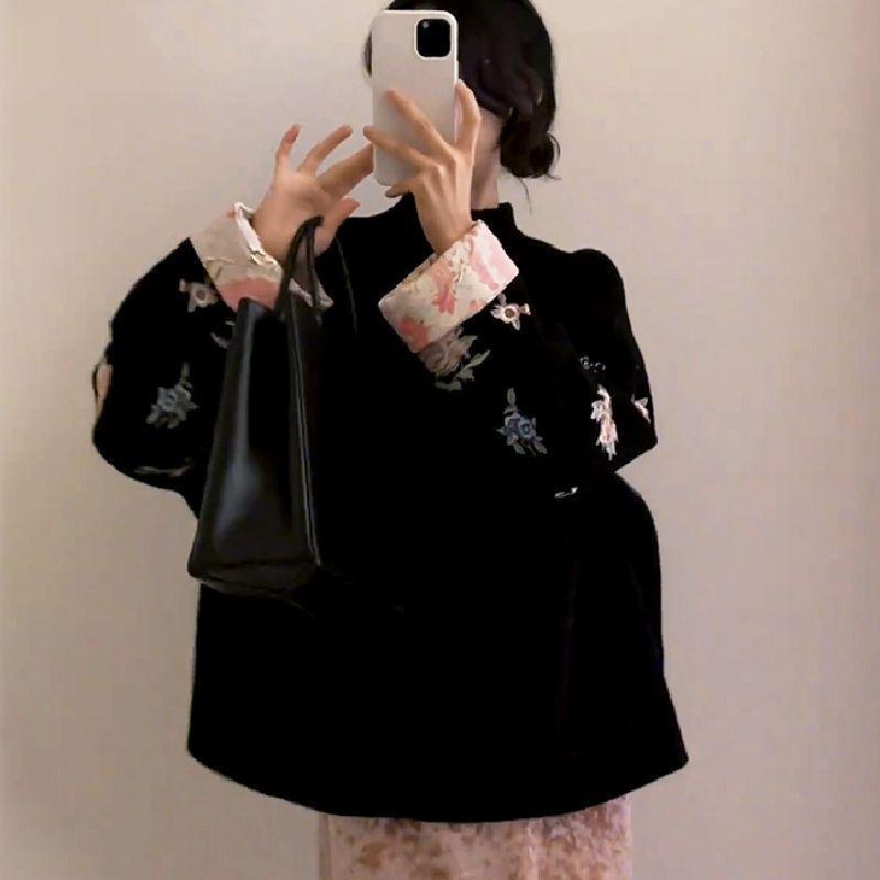 Trendy Chinese Style Tang Suit Set: Thickened Two-Piece Skirt & Jacket for Autumn/Winter