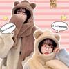 Cute Bear Ear Hat Scarf Gloves Set Thicken Women Beanies Caps Winter Warm Windproof Ear Protection Hat
