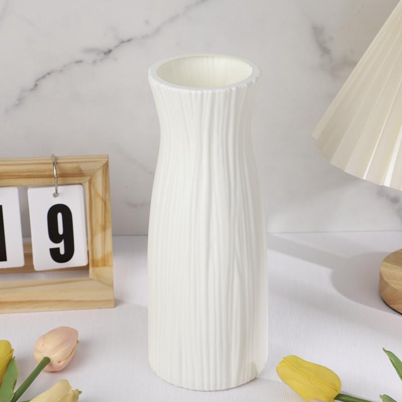 Plastic Vase White Imitation Ceramic Flower Pot Plants Basket Nordic Wedding Decorative Dining Table Bedroom Home for Decoration