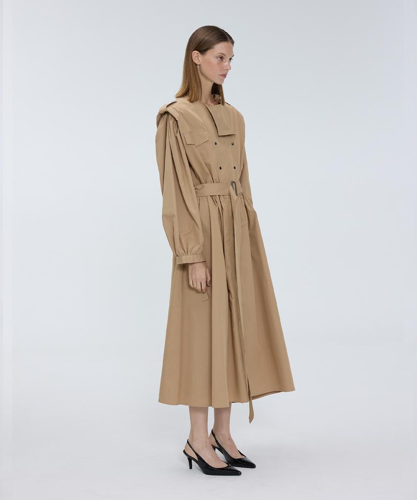 Meuameu Puff Sleeve Trench Coat Dress