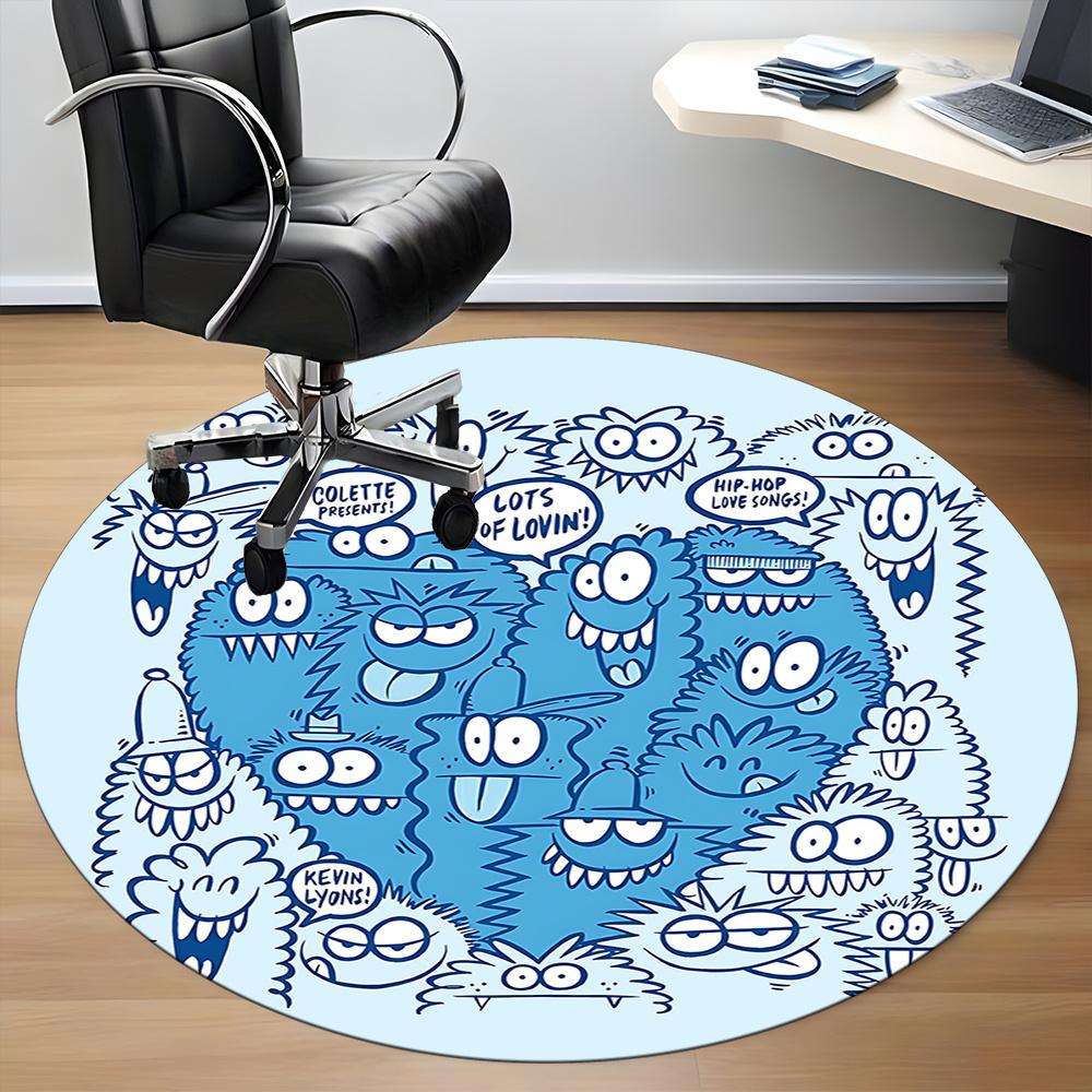 1pc Monster Party Office Round Area Rug, Indoor Mat Suitable ForOffice, Under Office Chairs Bedroom Living Room Home Decor, Room Decot047